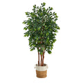 7' Sakaki Tree w/1862 Branches in Jute and Cotton Planter by Nearly Natural