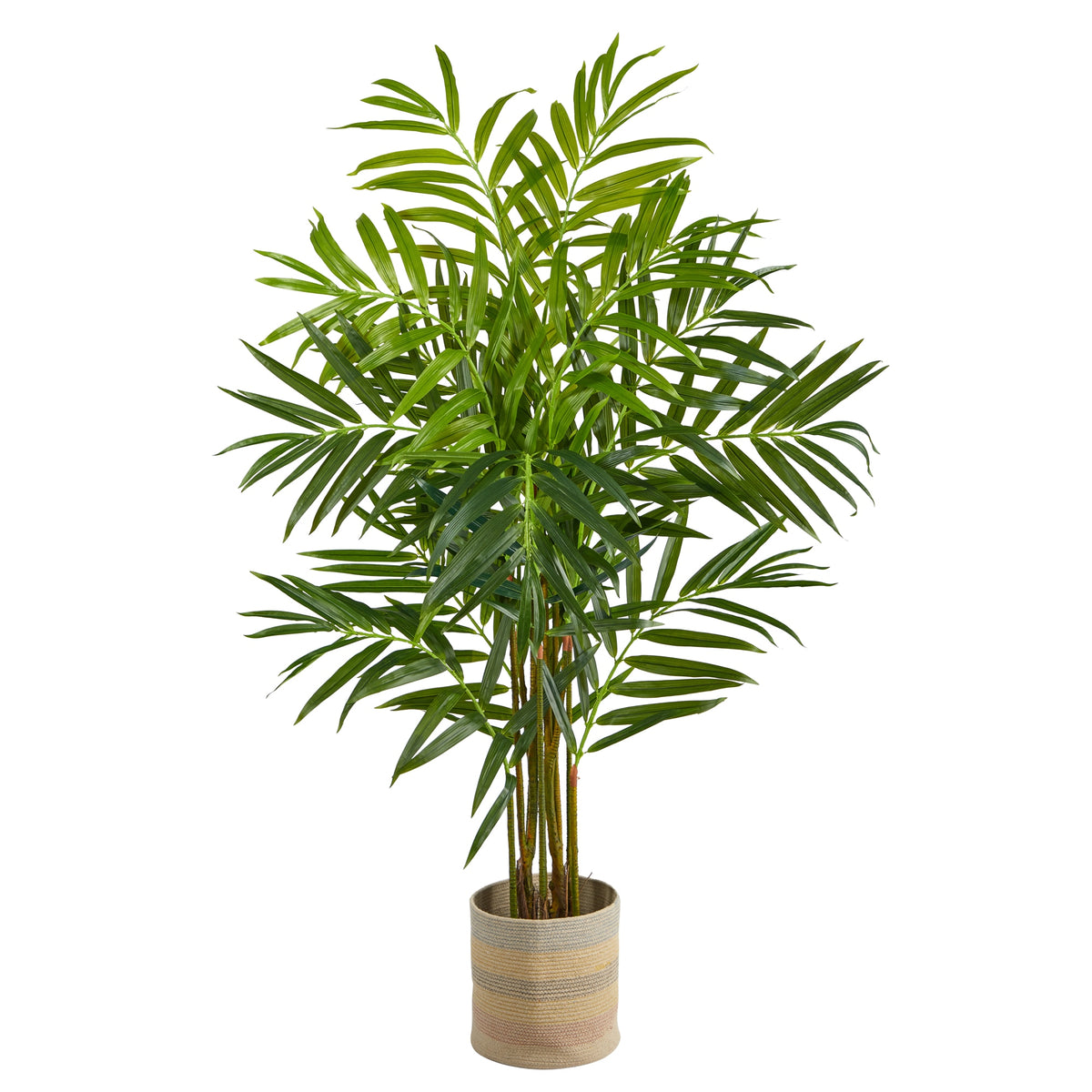8' King Palm Tree in Natural Cotton Multicolored Planter by Nearly Natural