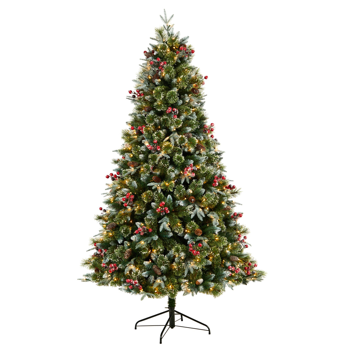 7.5' Christmas Tree with 450 LED Lights and 1528 Branches by Nearly Natural