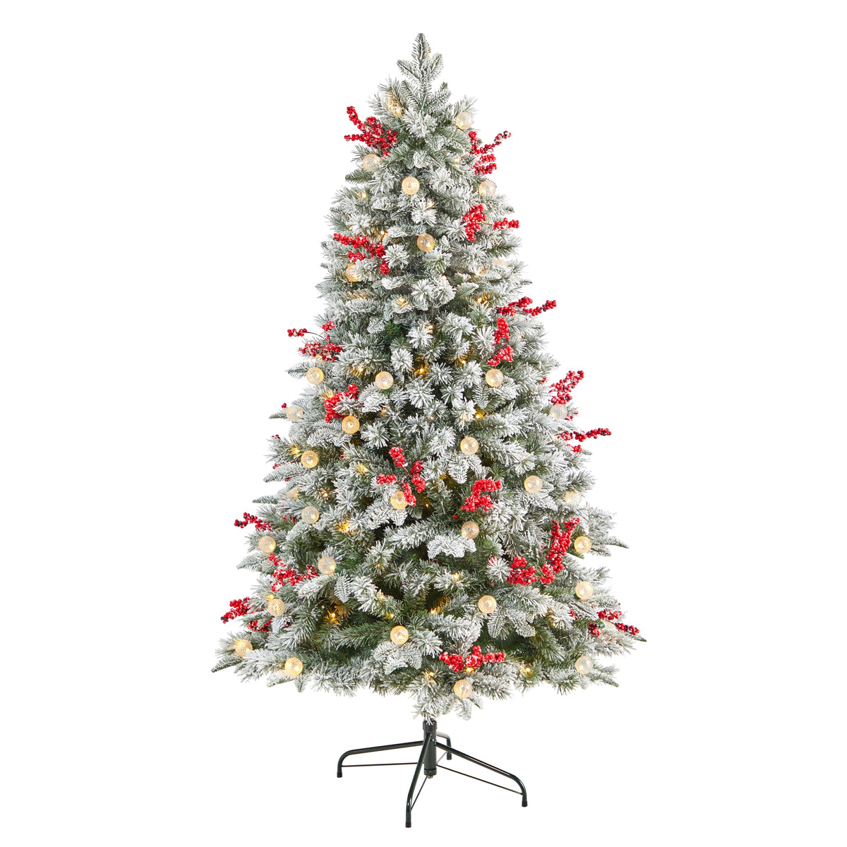 6' Christmas Tree w/200 LED 50 Globe Lights and 906 Lvs by Nearly Natural