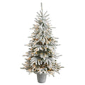 6FT PVC Flocked Xmas Tree w/758 Tips &  250 LED Lights by Nearly Natural