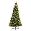 10' Frosted Swiss Pine Christmas Tree 850 LED & Berries by Nearly Natural