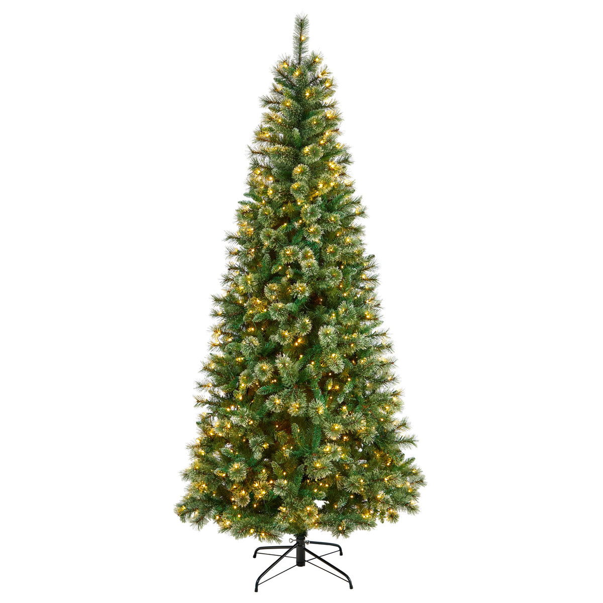 8' Wisconsin Slim Snow Tip Pine Christmas Tree w/600 LEDs by Nearly Natural