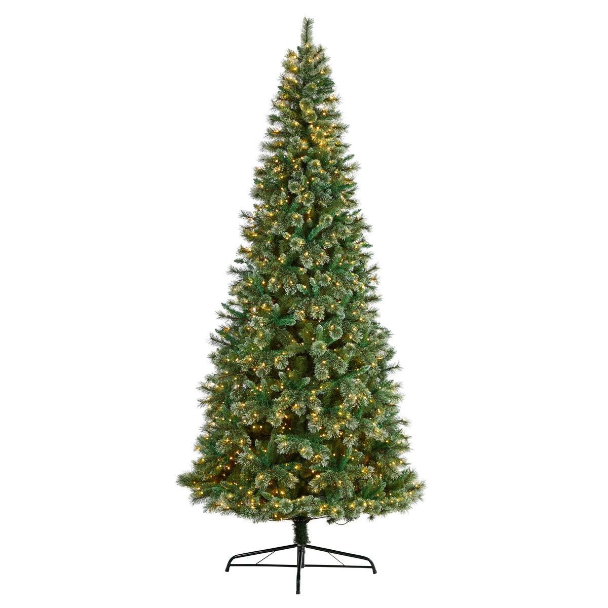 10' Wisconsin Slim Snow Tip Pine Christmas Tree w/1050 LEDs by Nearly Natural