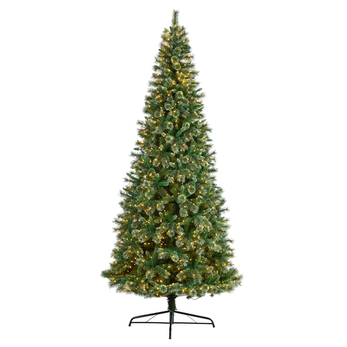 10' Wisconsin Slim Snow Tip Pine Christmas Tree w/1050 LEDs by Nearly Natural