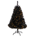 4' Black Artificial Christmas Tree with 170 Clear LED Lights by Nearly Natural