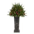 4' Xmas Plant Glittered on Pedestal w/150 Multicolored LEDs by Nearly Natural