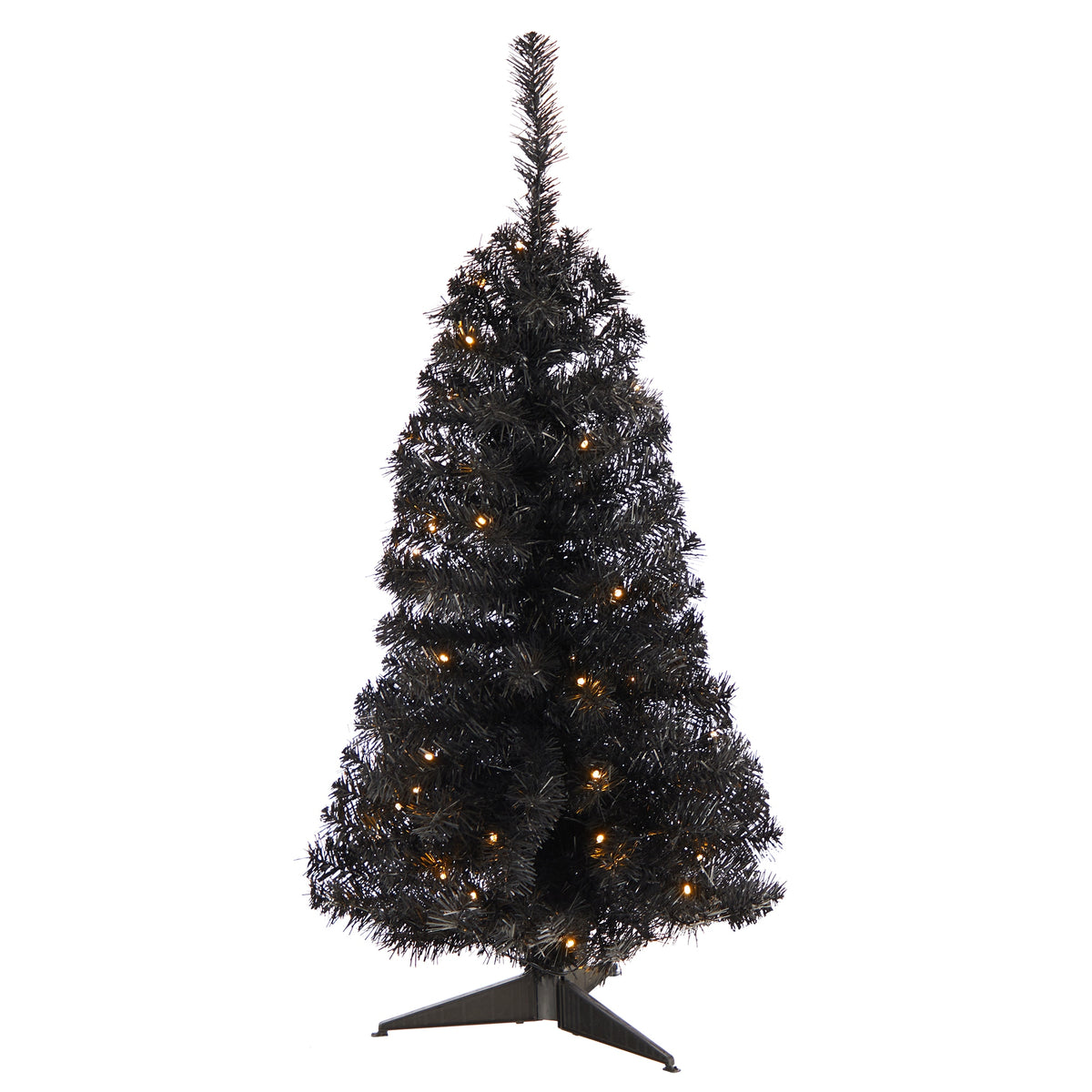 3' Black Artificial Christmas Tree with 50 LED Lights 118 by Nearly Natural