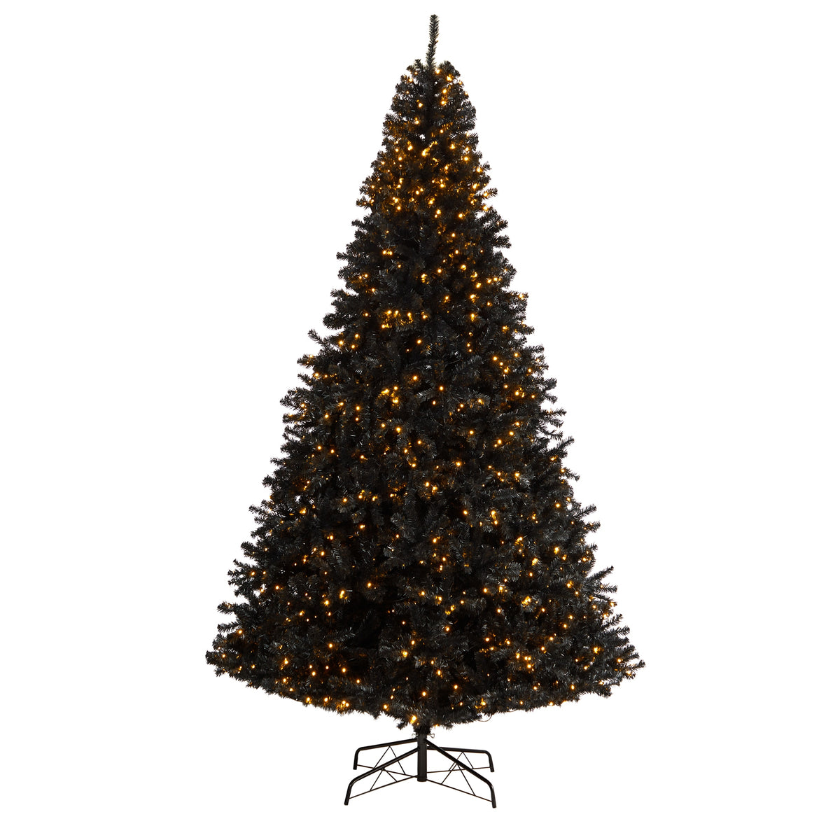 10' Black Christmas Tree w/950 LED Lights and 3056 Tips by Nearly Natural
