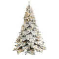 7' Flocked Austria Fir Xmas Tree w/1063 Tips and 400 LEDs by Nearly Natural