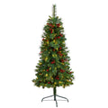 5' Flat Back Montreal Pine Xmas Tree w/223 Tips and 110 LEDs by Nearly Natural