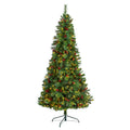 7' Flat Back Montreal Pine Xmas Tree w/527 Tips and 210 LEDs by Nearly Natural