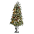 4' English Pine Xmas Tree in Urn with 413 Tips and 100 LEDs by Nearly Natural