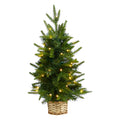 2' Christmas Tree w/35 Clear LED Lights in Decorative Basket by Nearly Natural