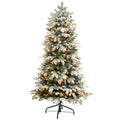 5' Flocked North Carolina Fir Christmas Tree w/350 LEDs by Nearly Natural