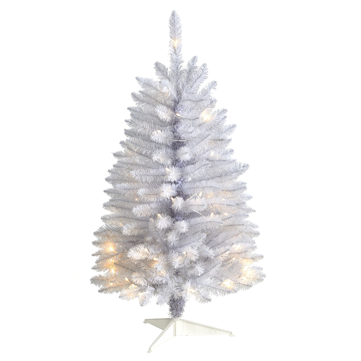 3' White Christmas Tree with 50 Lights and 161 Tips by Nearly Natural
