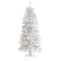 5' White Christmas Tree with 150 Lights and 491 Tips by Nearly Natural