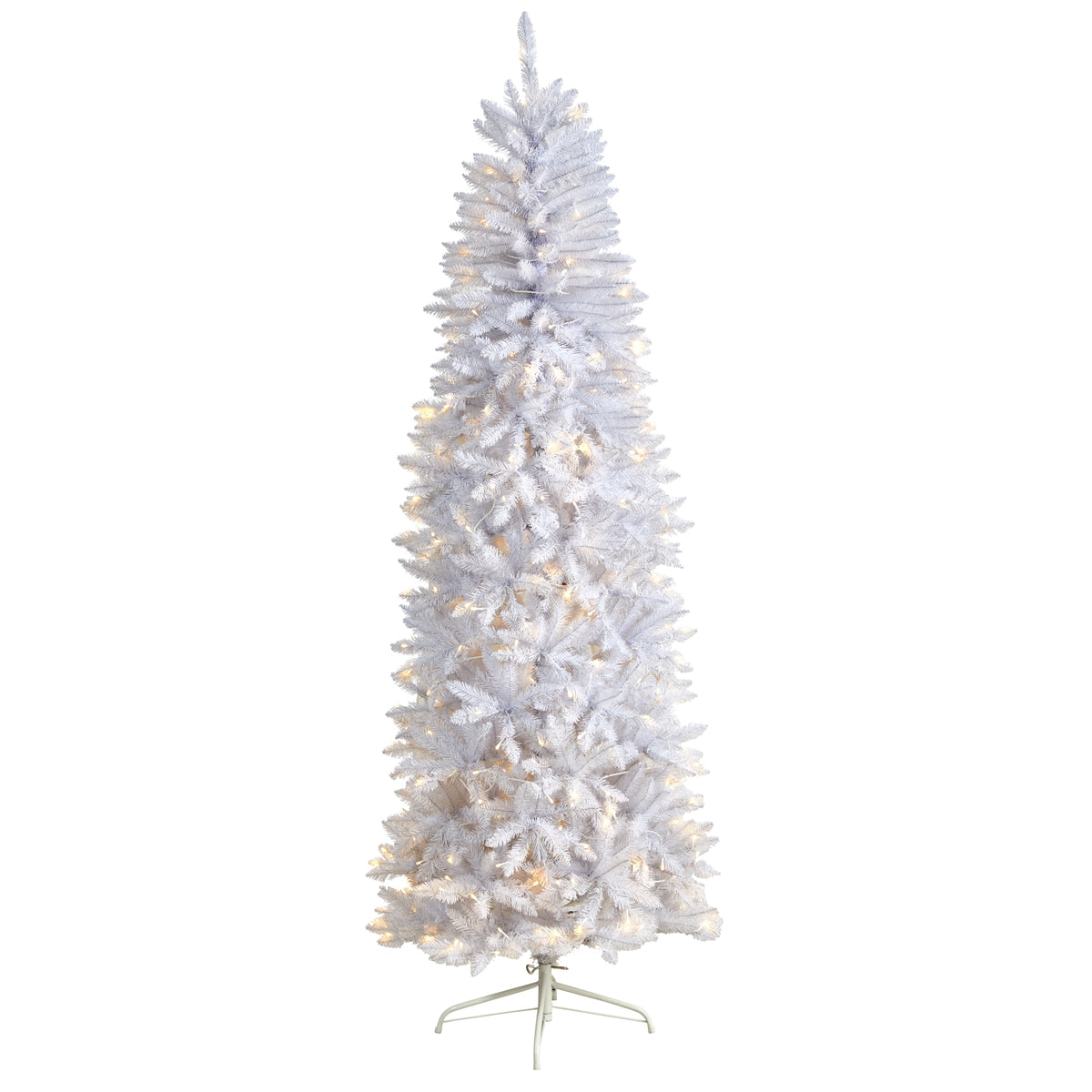 7' Slim White Christmas Tree with 300 Lights and 995 Tips by Nearly Natural