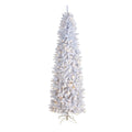 8' Slim White Christmas Tree with 400 Lights and 1348 Tips by Nearly Natural
