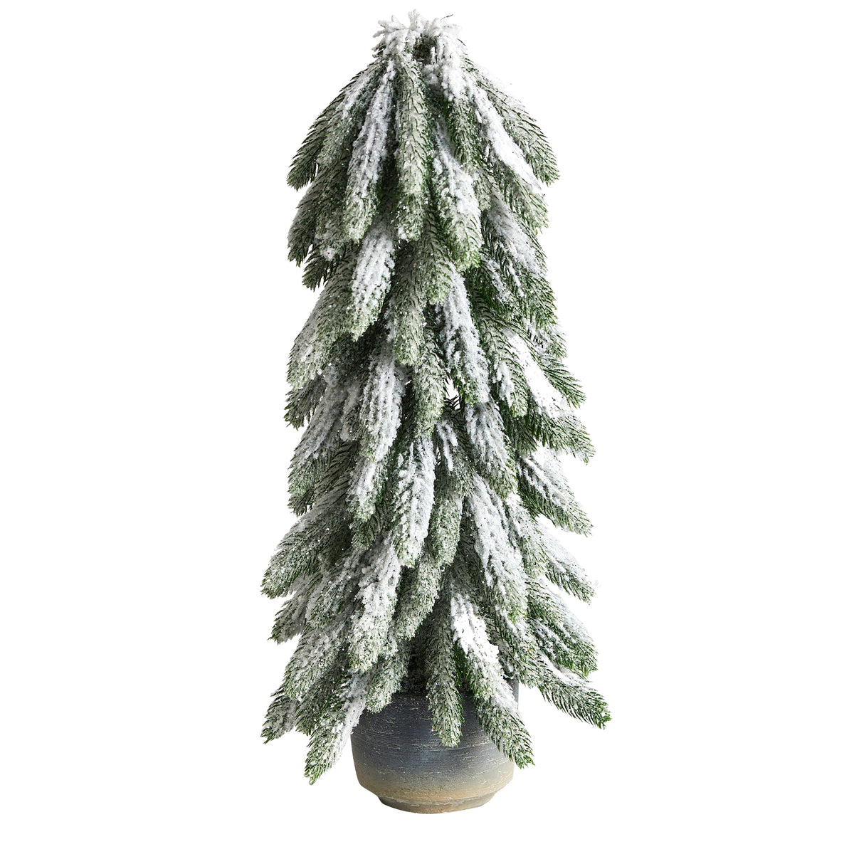 21" Flocked Artificial Christmas Tree in Decorative Planter by Nearly Natural