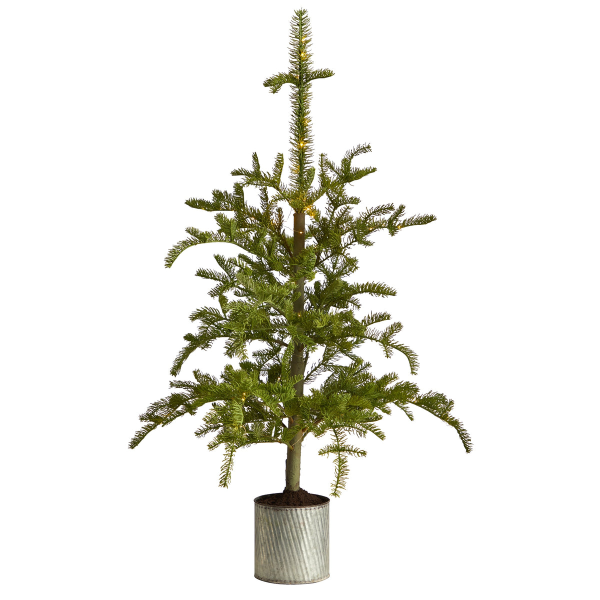 4.5' Pre-Lit Christmas Pine Tree in Decorative Planter by Nearly Natural