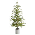 5.5' Pre-Lit Pine Xmas Tree in Deco Planter w/150 Lights by Nearly Natural
