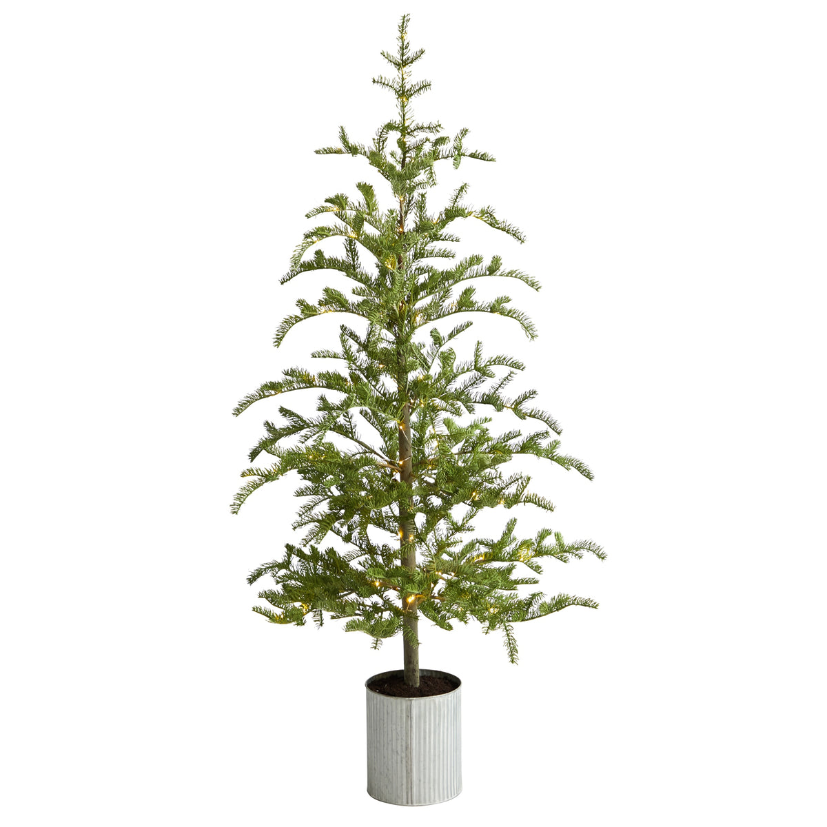 5.5' Pre-Lit Pine Xmas Tree in Deco Planter w/150 Lights by Nearly Natural