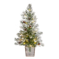 2' Pre-Lit Christmas Tree w/Pinecones in Decorative Planter by Nearly Natural