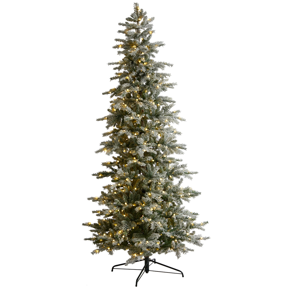 8.5' Slim Flocked Nova Scotia Spruce Christmas Tree by Nearly Natural