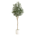 6' Artificial Olive Tree with White Decorative Planter by Nearly Natural in NULL