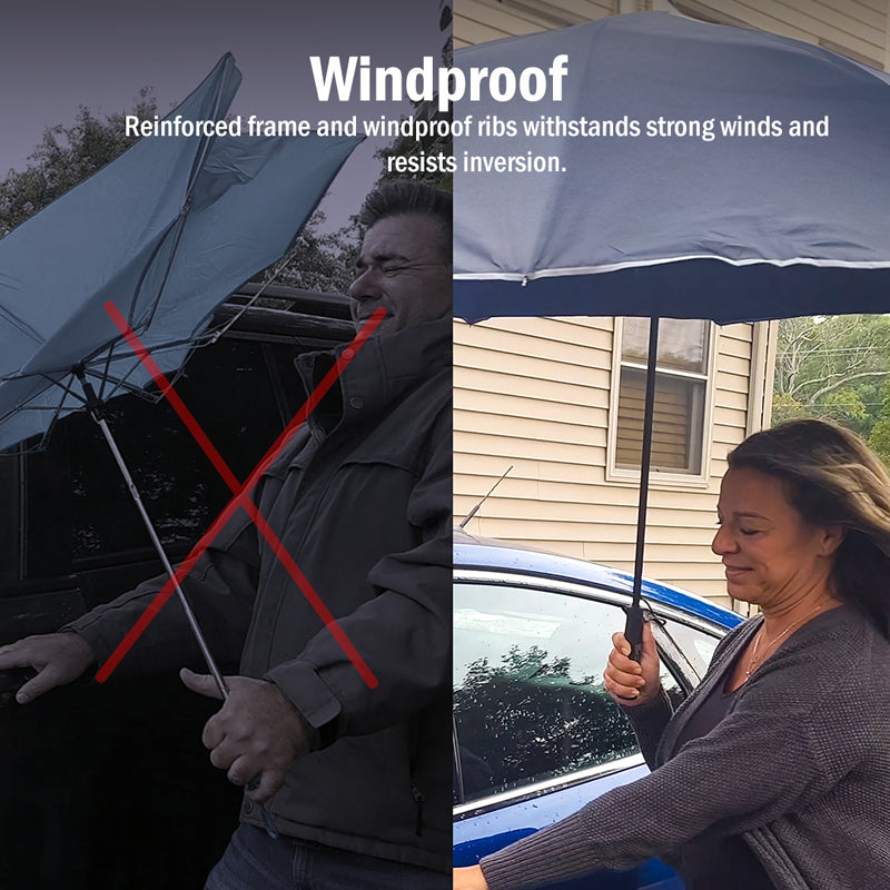 49" Reverse Folding Windproof Stick Umbrella With LED Flashlight