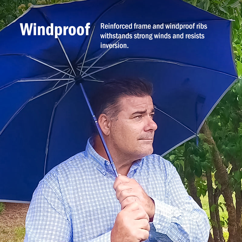 41" Reverse Folding Windproof Pocket Umbrella With LED Flashlight