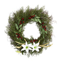 20" Cedar Antlers Lily and Ruscus with Berries Wreath by Nearly Natural