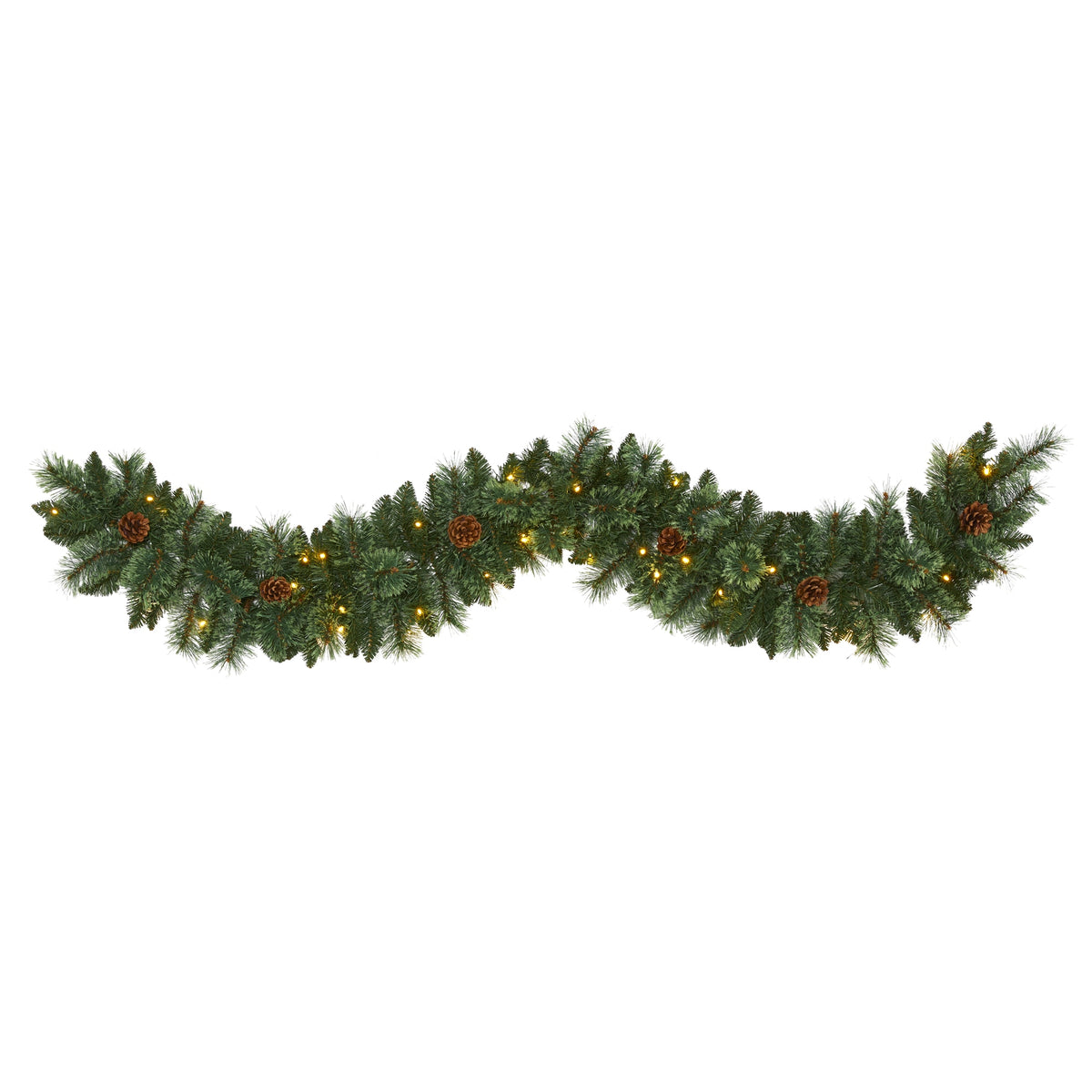 6' White Mountain Pine Artificial Garland with Pinecone by Nearly Natural