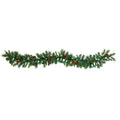 6' Mixed Pine and Pinecone Garland with 35 Clear LED Lights by Nearly Natural