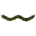 9' Mixed Pine Xmas Garland w/50 LEDs, Berries and Pinecones by Nearly Natural