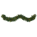 6' Mixed Pine and Pinecone Garland with 35 Clear LED Lights by Nearly Natural