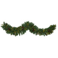 6' Mixed Pine Xmas Garland with 35 LEDs, Berries and Cones by Nearly Natural