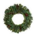 20" Mixed Pine and Pinecone Xmas Wreath w/35 Clear LEDs by Nearly Natural