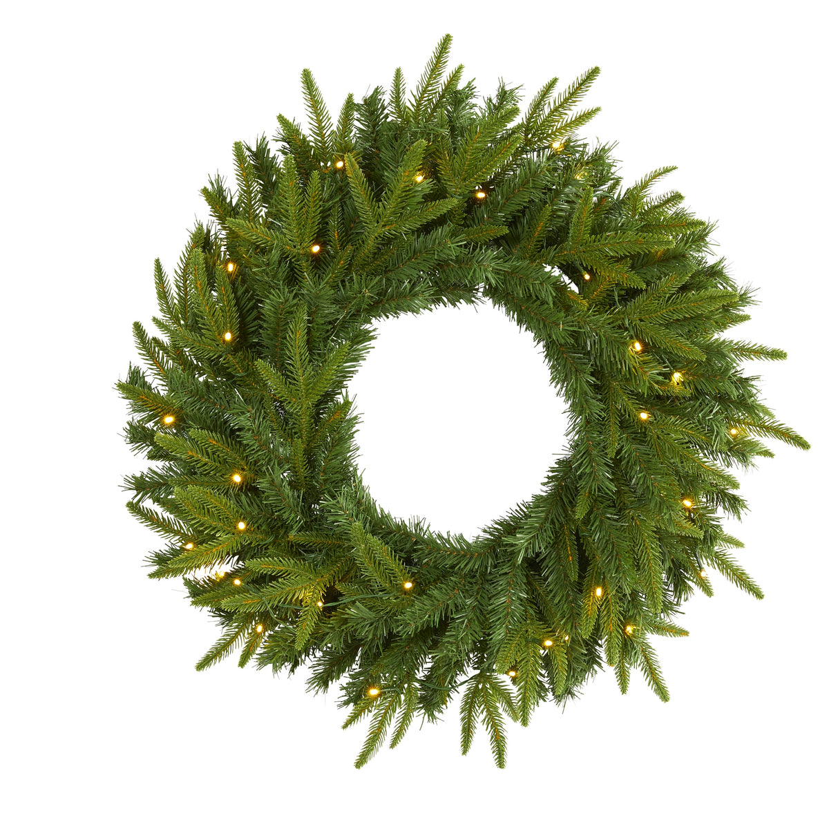 24" Long Pine Artificial Christmas Wreath with 35 LED Lights by Nearly Natural