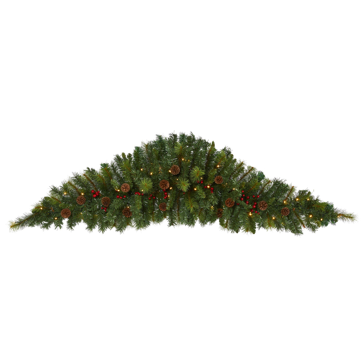 6' Christmas Swag with 50 Lights, Berries and Pine Cones by Nearly Natural