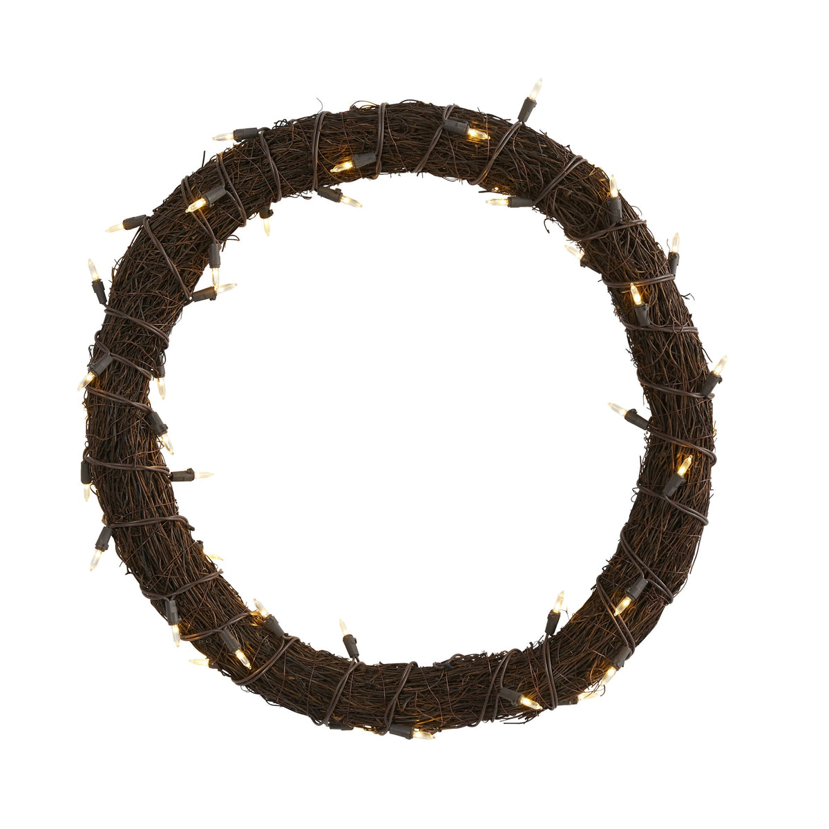 20" Vine Wreath with 50 White Warm LED Lights by Nearly Natural