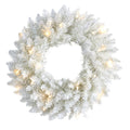 18" White Wreath with 20 LED Lights by Nearly Natural