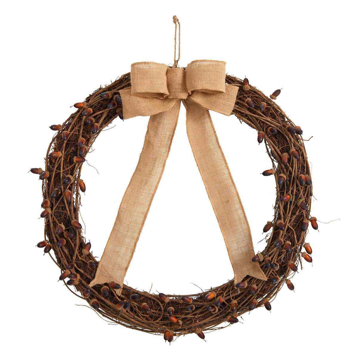 30" Fall Acorn and Decorative Bow Autumn Wreath by Nearly Natural