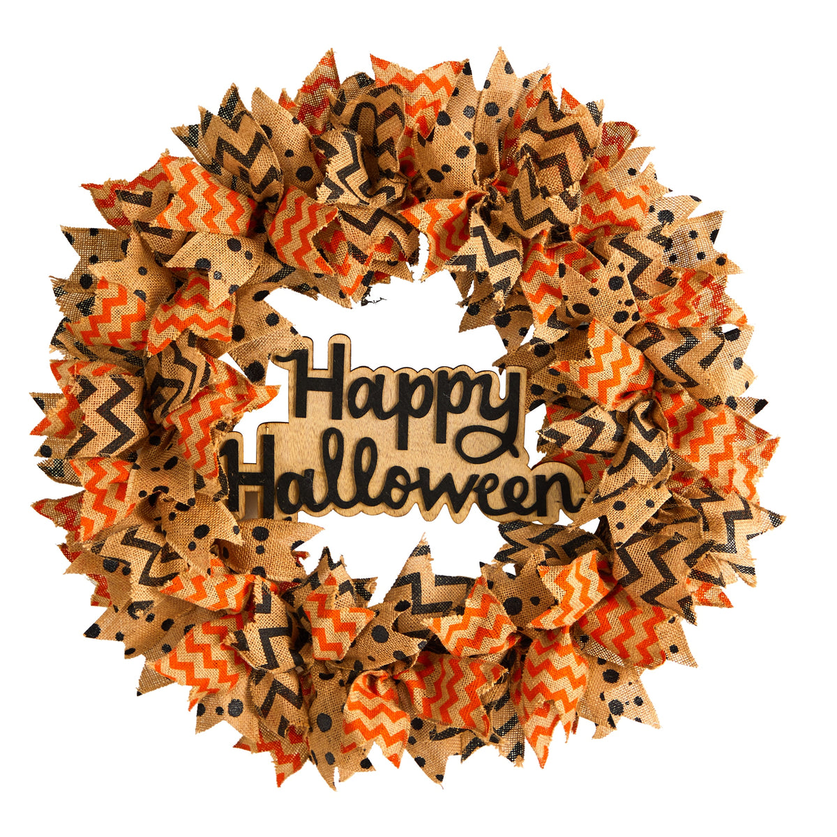 30" Halloween Burlap Ribbon Wreath by Nearly Natural