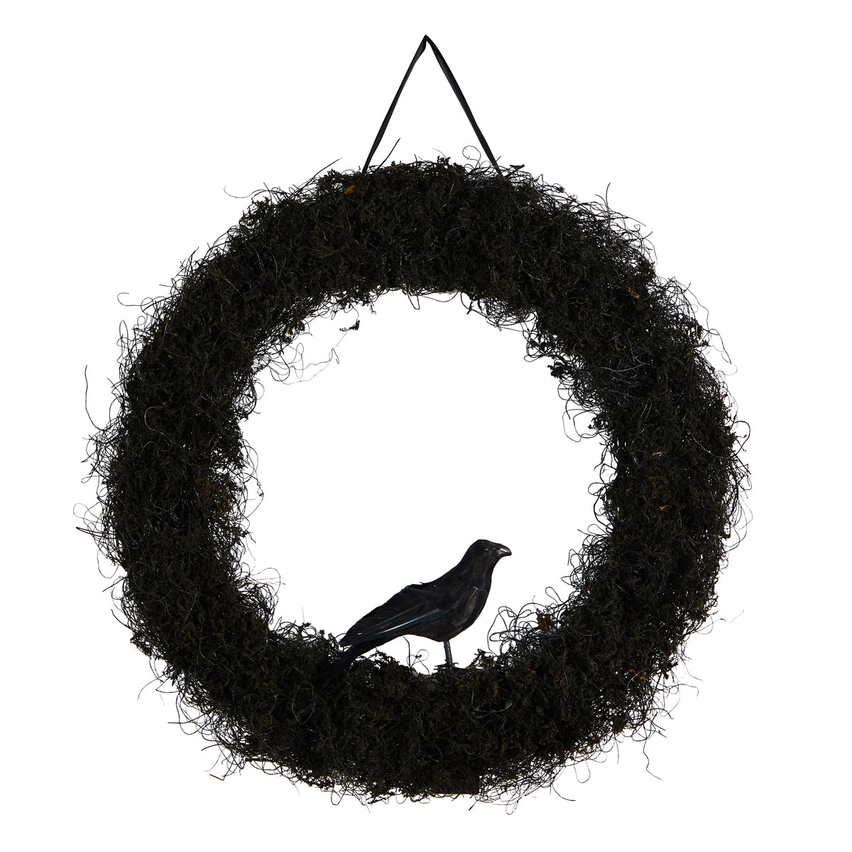 30" Halloween Black Raven Twig Wreath by Nearly Natural