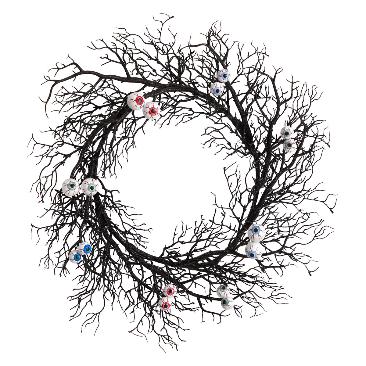 30" Halloween Gazing Eyeballs Twig Wreath by Nearly Natural