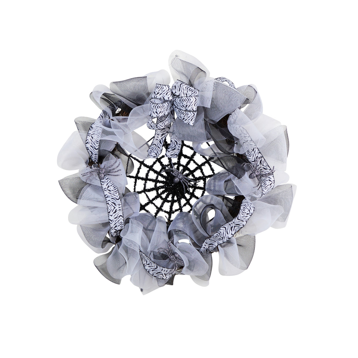 26" Halloween Spider Web Mesh Wreath by Nearly Natural