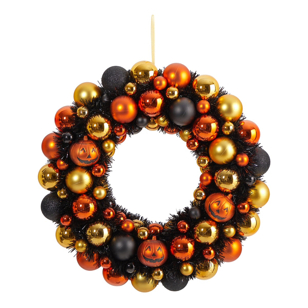 19" Halloween Shatterproof Jack O'lantern Ornament Wreath by Nearly Natural