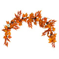 6' Maple Leave, Pumpkin and Pinecone Artificial Garland by Nearly Natural